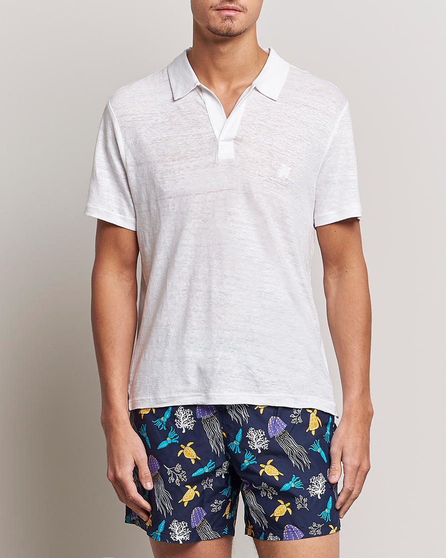 Herren | Poloshirts | Vilebrequin | Jersey Linen Polo Blanco