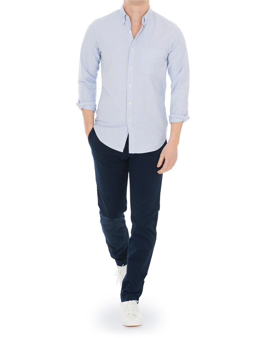 Herren | Hemden | J.Crew | Slim Fit Stretch Oxford University Stripe Shirt Blue