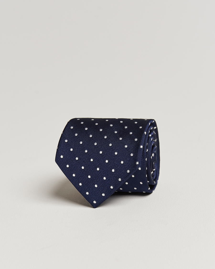 Herren | Amanda Christensen Dot Classic Tie 8 cm Navy/White | Amanda Christensen | Dot Classic Tie 8 cm Navy/White