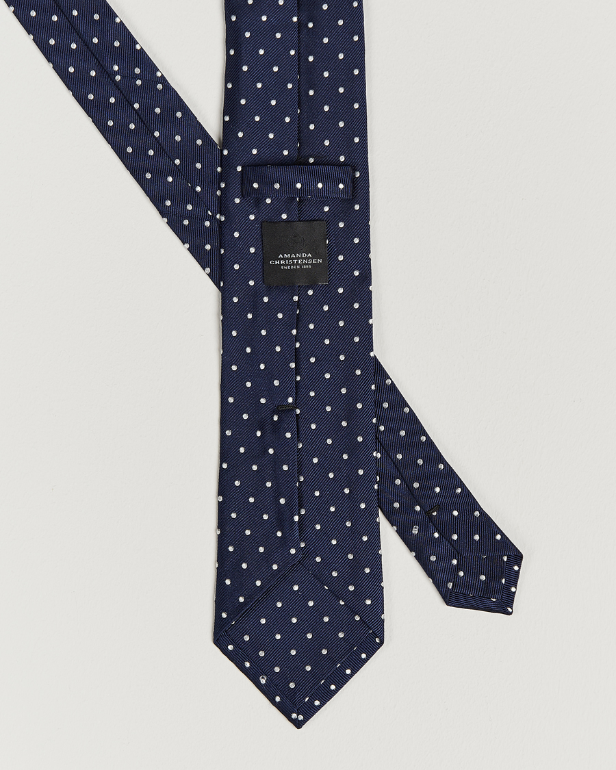 Herren | Amanda Christensen Dot Classic Tie 8 cm Navy/White | Amanda Christensen | Dot Classic Tie 8 cm Navy/White