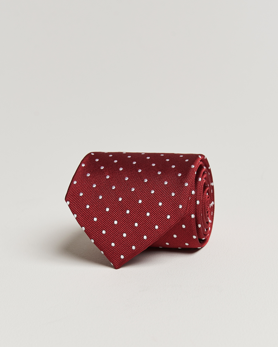 Herren | Amanda Christensen Dot Classic Tie 8 cm Wine/White | Amanda Christensen | Dot Classic Tie 8 cm Wine/White