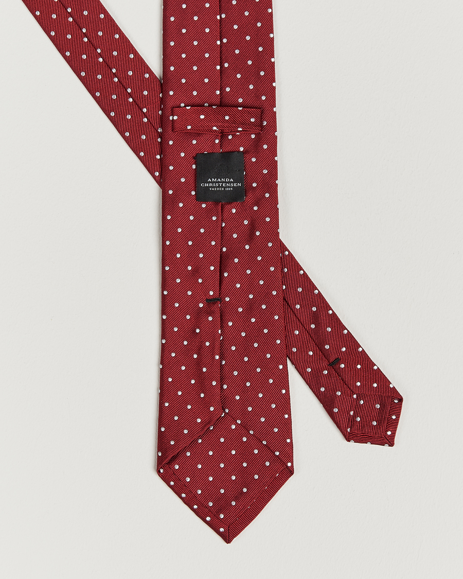 Herren | Amanda Christensen Dot Classic Tie 8 cm Wine/White | Amanda Christensen | Dot Classic Tie 8 cm Wine/White