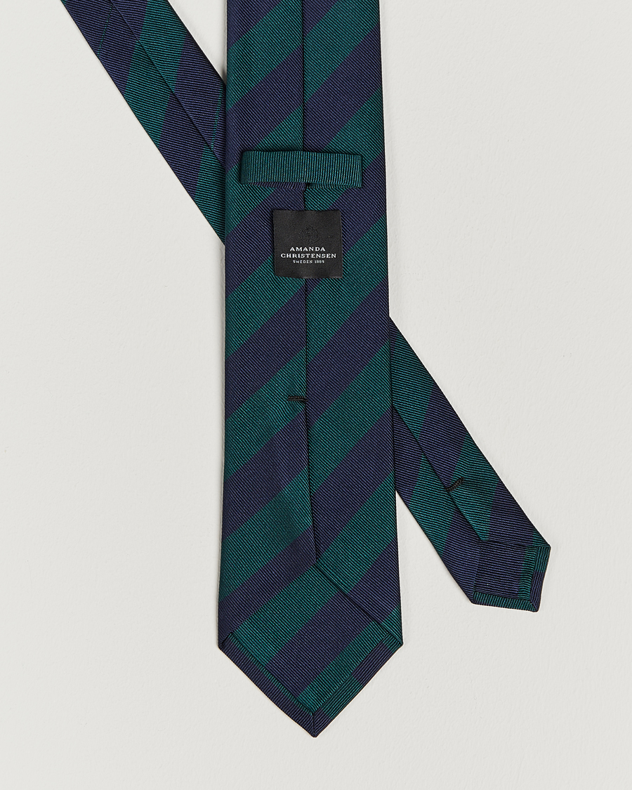 Herren | Krawatten | Amanda Christensen | Regemental Stripe Classic Tie 8 cm Green/Navy