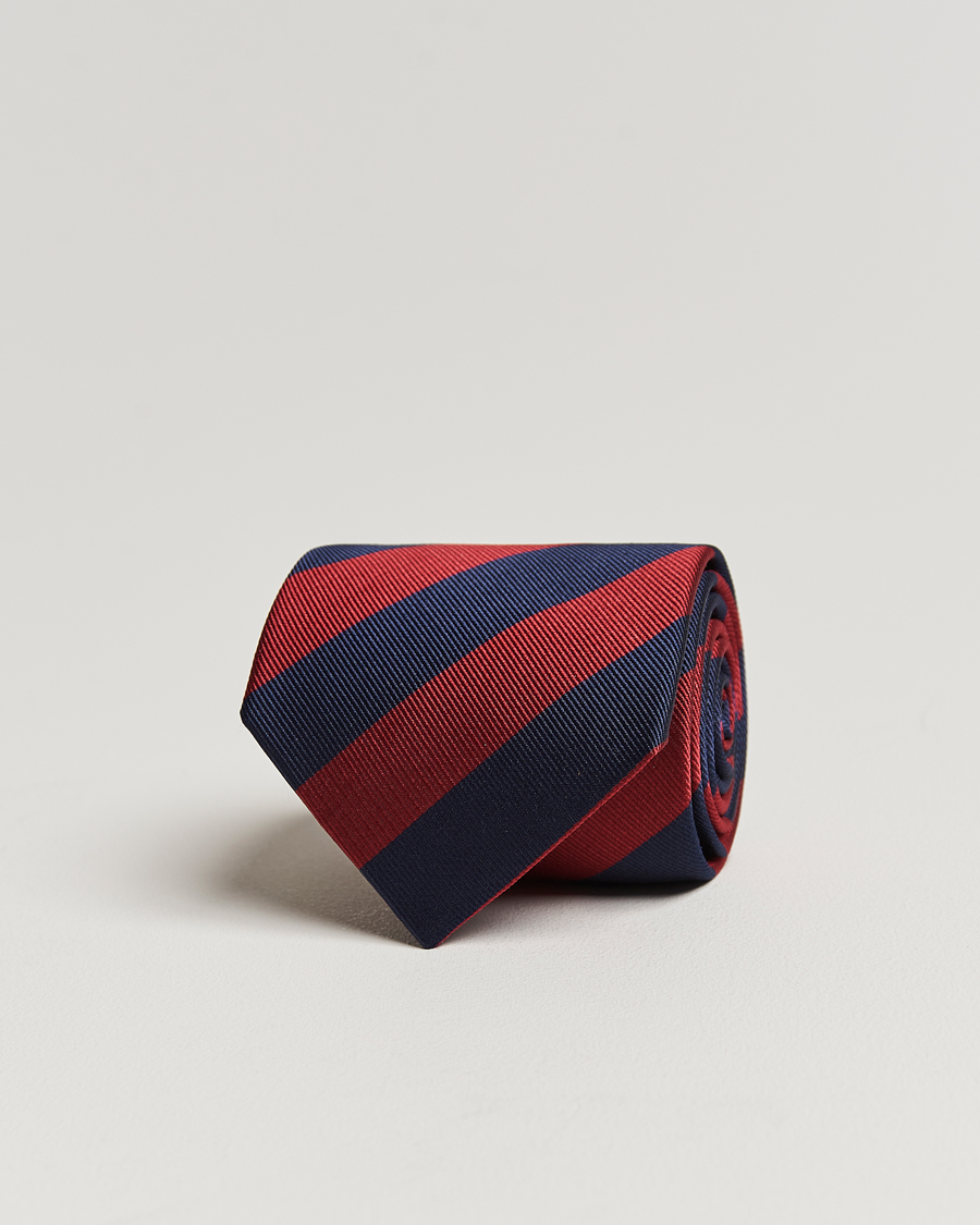 Herren | Amanda Christensen Regemental Stripe Classic Tie 8 cm Wine/Navy | Amanda Christensen | Regemental Stripe Classic Tie 8 cm Wine/Navy