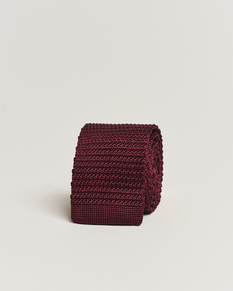 Herren | Krawatten | Amanda Christensen | Knitted Silk Tie 6 cm Wine Red