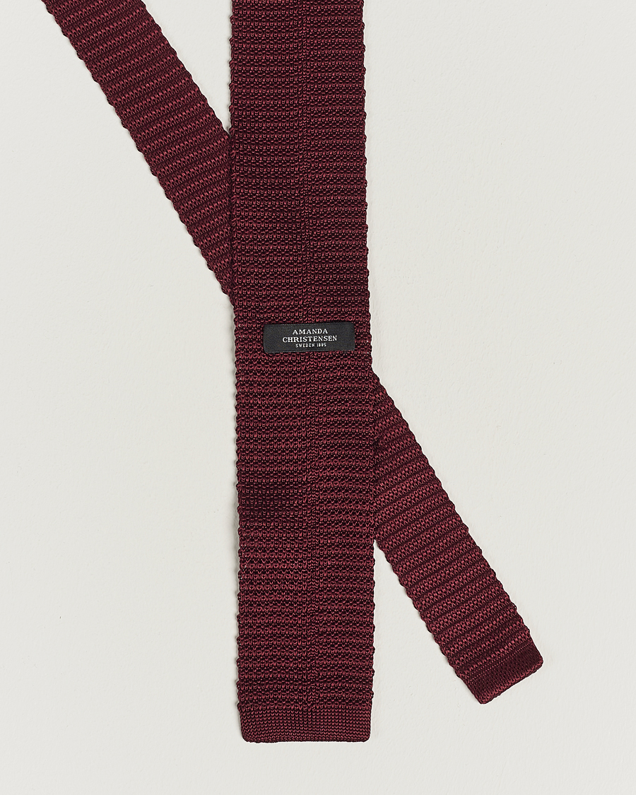 Herren | Krawatten | Amanda Christensen | Knitted Silk Tie 6 cm Wine Red