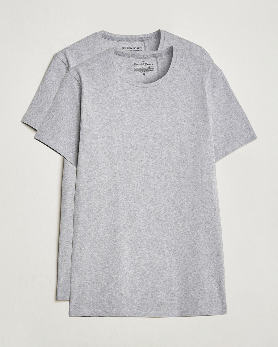 Herren | T-Shirts | Bread & Boxers | 2-Pack Crew Neck Tee Grey Melange