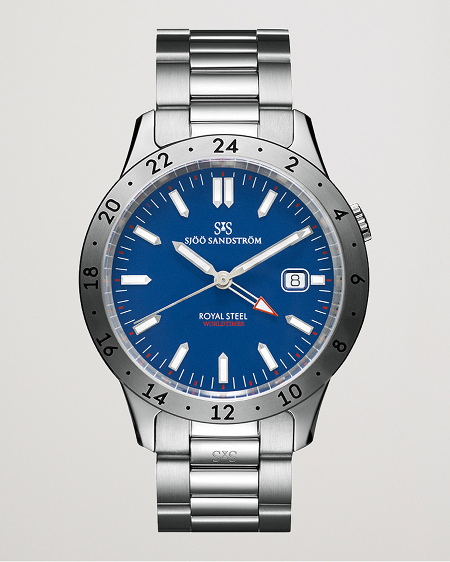 Herren | Sjöö Sandström Royal Steel Worldtimer 41mm Blue with Steel | Sjöö Sandström | Royal Steel Worldtimer 41mm Blue with Steel