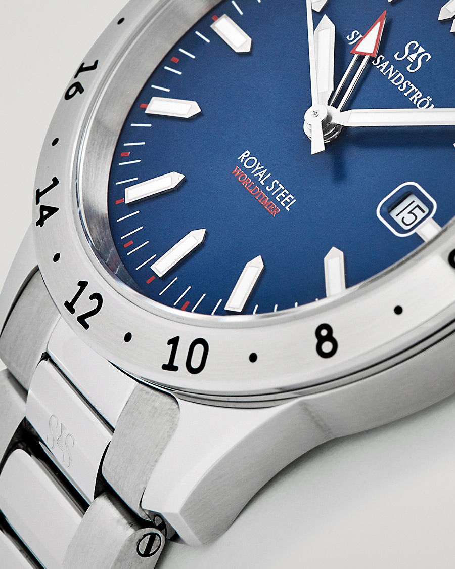 Herren | Sjöö Sandström Royal Steel Worldtimer 41mm Blue with Steel | Sjöö Sandström | Royal Steel Worldtimer 41mm Blue with Steel