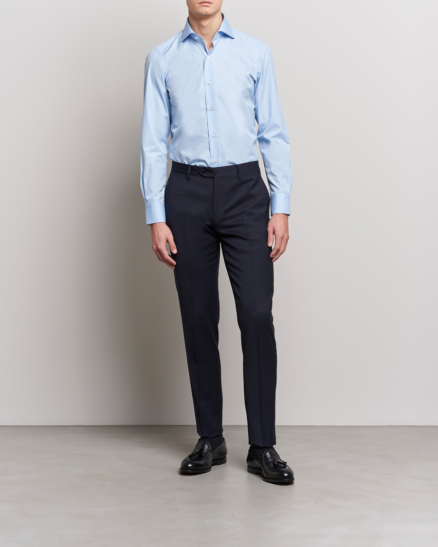 Herren | Italian Department | Finamore Napoli | Milano Slim Fit Classic Shirt Light Blue