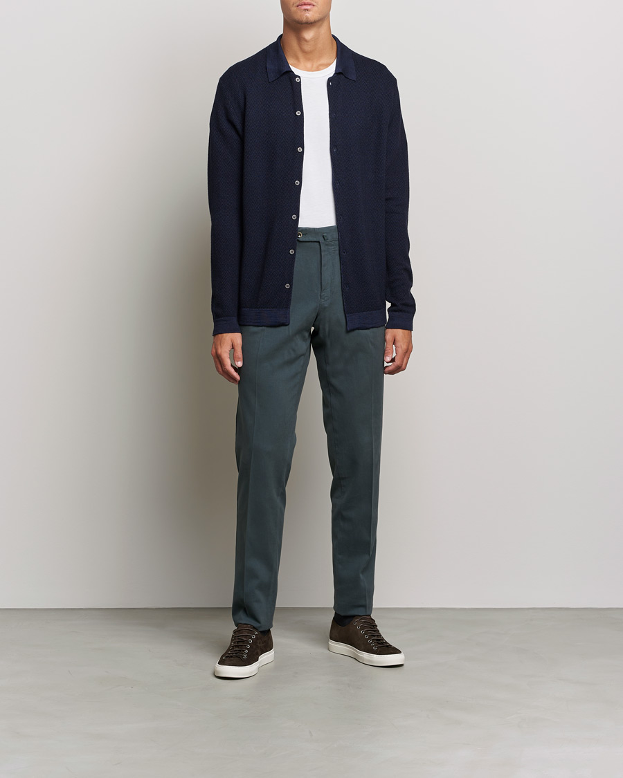 Herren | Pullover | Altea | Herringbone Wool Shirt Navy