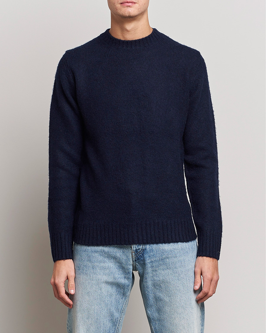 Herren | Pullover | Aspesi | Brushed Shetland Sweater Navy