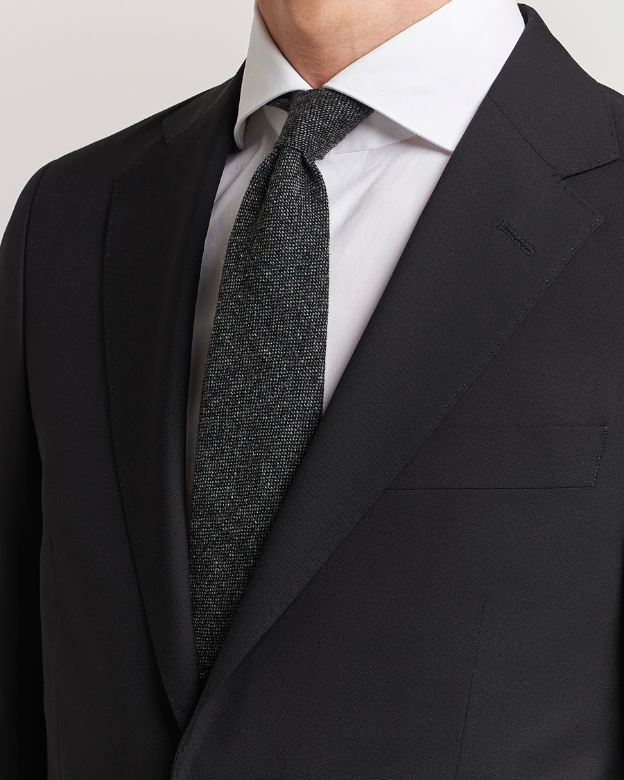 Herren | Preppy Authentic | Drake's | Cashmere 8 cm Tie Grey/Black
