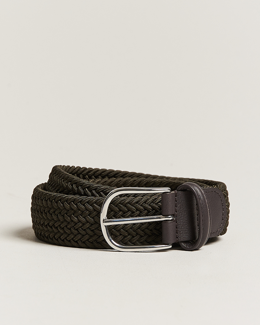 Herren | Gürtel | Anderson's | Stretch Woven 3,5 cm Belt Green