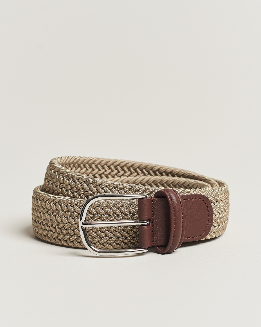 Herren | Gürtel | Anderson's | Stretch Woven 3,5 cm Belt Beige