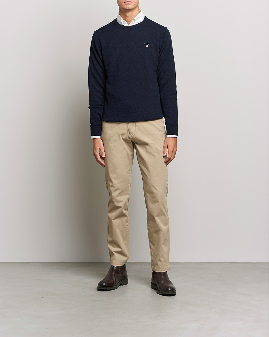 Herren | Pullover | GANT | Lambswool Crew Neck Pullover Marine