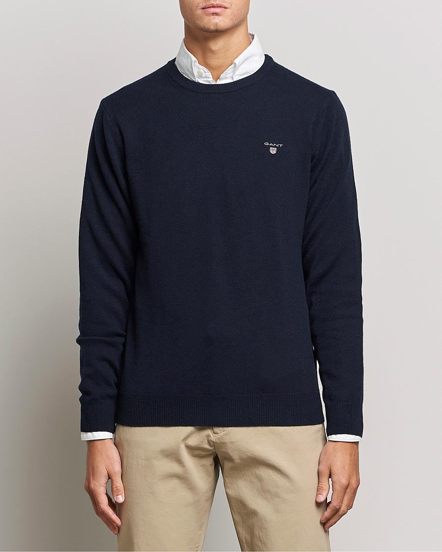 Herren | Pullover | GANT | Lambswool Crew Neck Pullover Marine