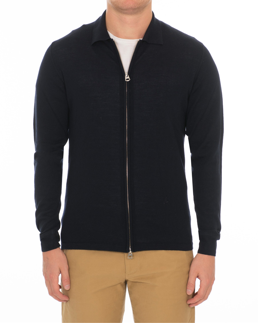 Herren | Pullover | J.Lindeberg | Nyle Full Zip Merino Navy