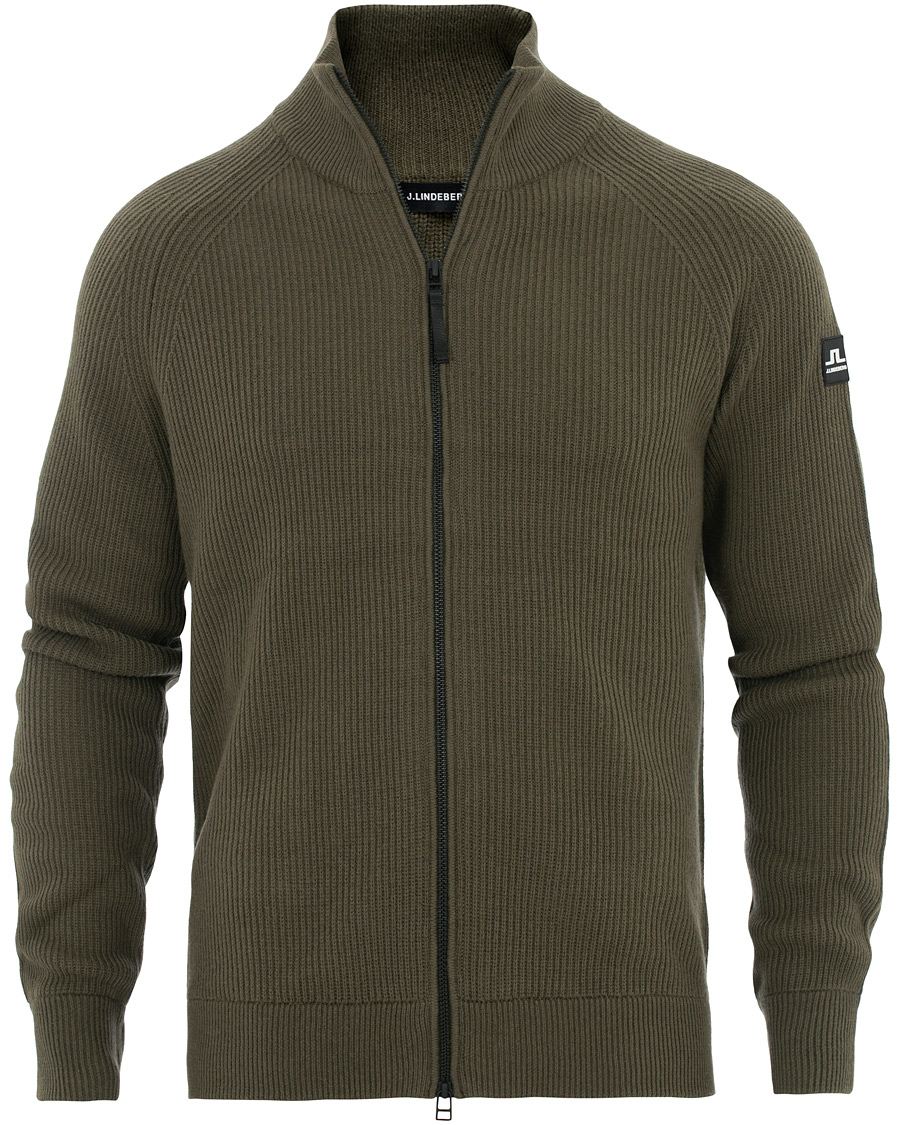 Herren | Pullover | J.Lindeberg | Carlo Cotton/Wool Full Zip Green