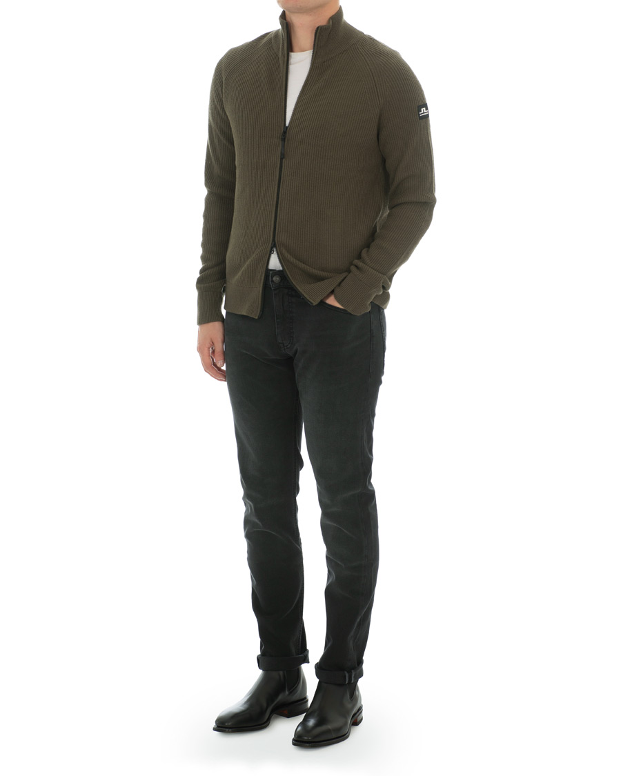 Herren | Pullover | J.Lindeberg | Carlo Cotton/Wool Full Zip Green