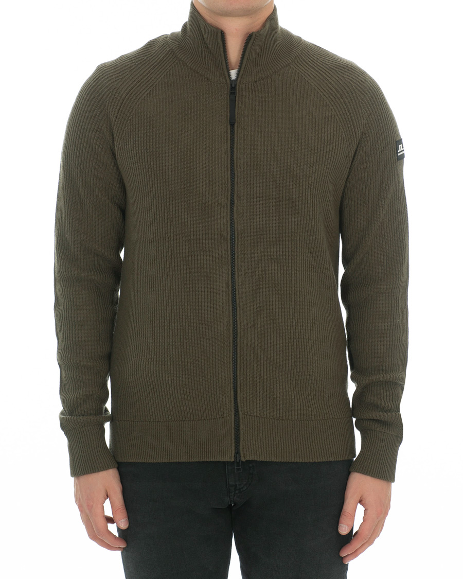 Herren | Pullover | J.Lindeberg | Carlo Cotton/Wool Full Zip Green