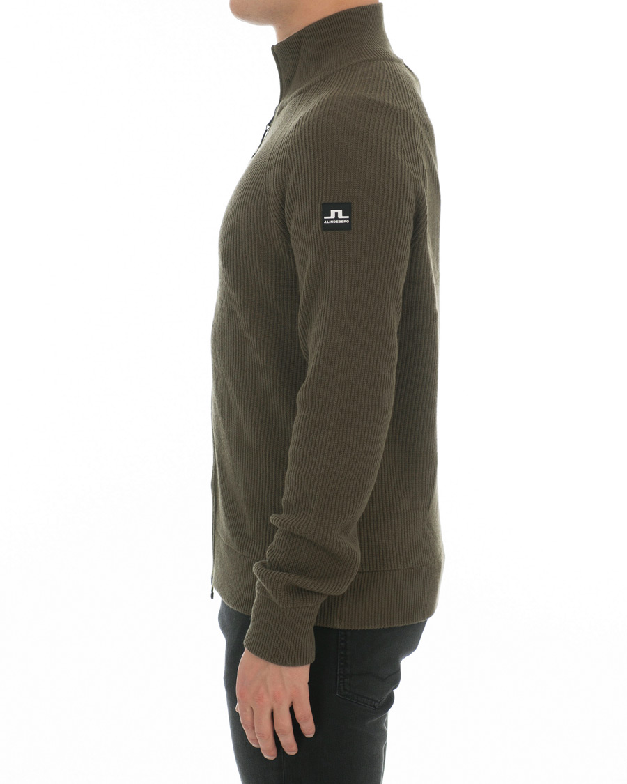 Herren | Pullover | J.Lindeberg | Carlo Cotton/Wool Full Zip Green