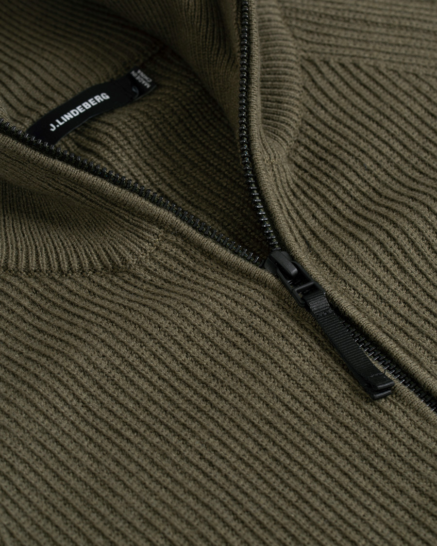 Herren | Pullover | J.Lindeberg | Carlo Cotton/Wool Full Zip Green