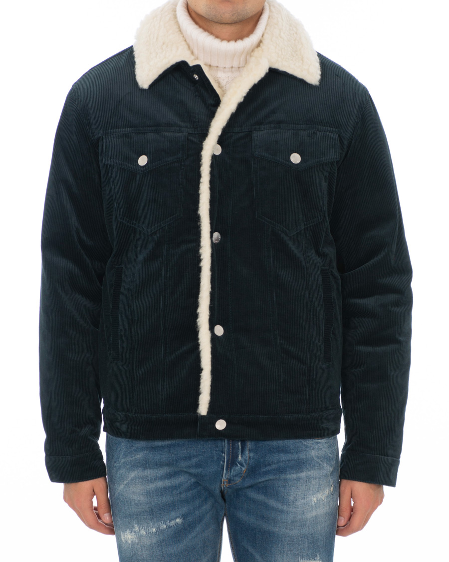 Herren | Jacken | Maison Kitsuné | Corduroy Trucker Jacket Petrol