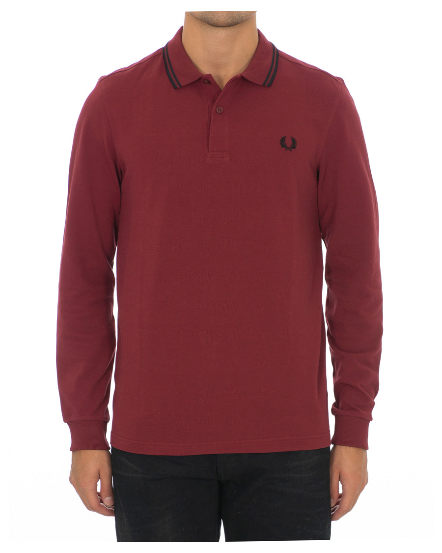 Herren | Pullover | Fred Perry | Slim Fit Long Sleeve Polo Twin Tip Wine Red
