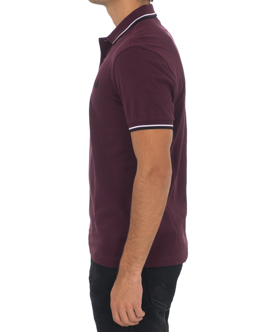 Herren | Poloshirts | Fred Perry | Slim Fit Polo Twin Tip Wine Red/White