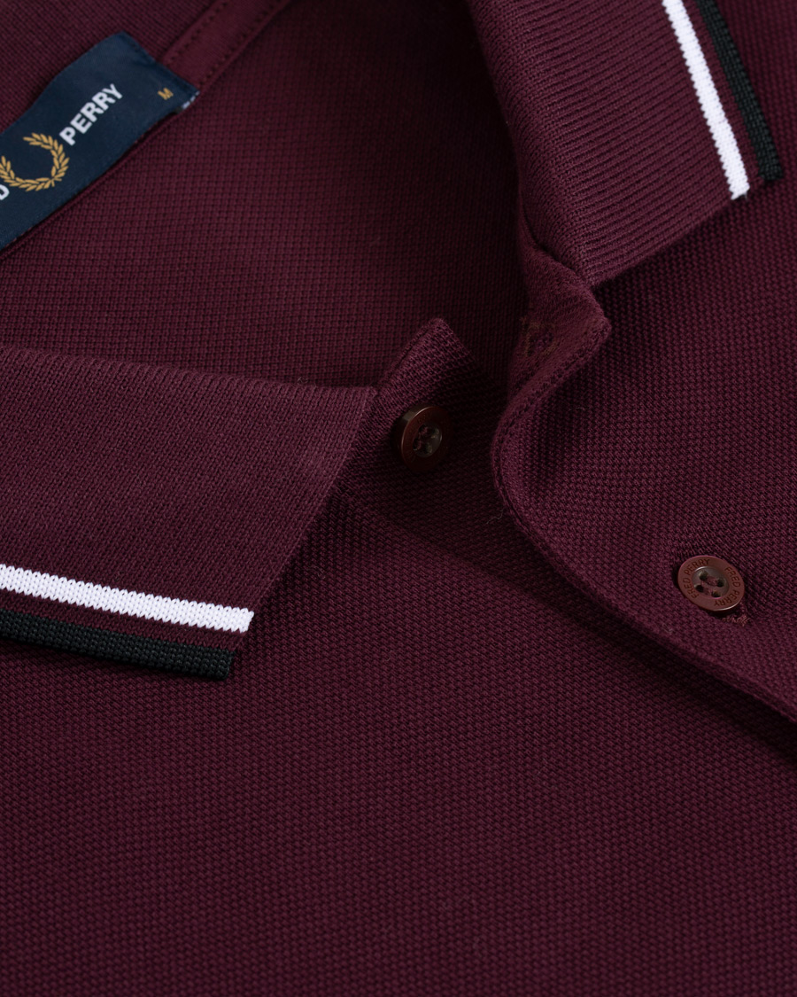 Herren | Poloshirts | Fred Perry | Slim Fit Polo Twin Tip Wine Red/White