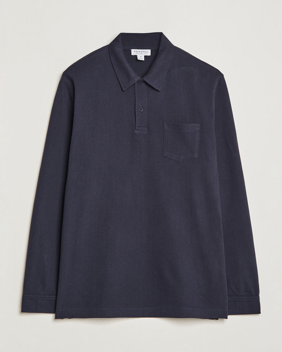 Herren | Poloshirts | Sunspel | Long Sleeve Riviera Polo Shirt Navy