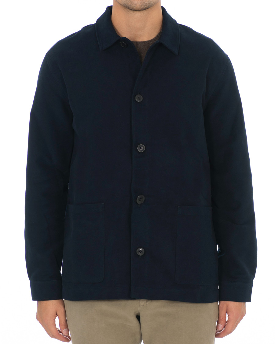 Herren | Hemden | Sunspel | Twin Pocket Moleskin Jacket Navy