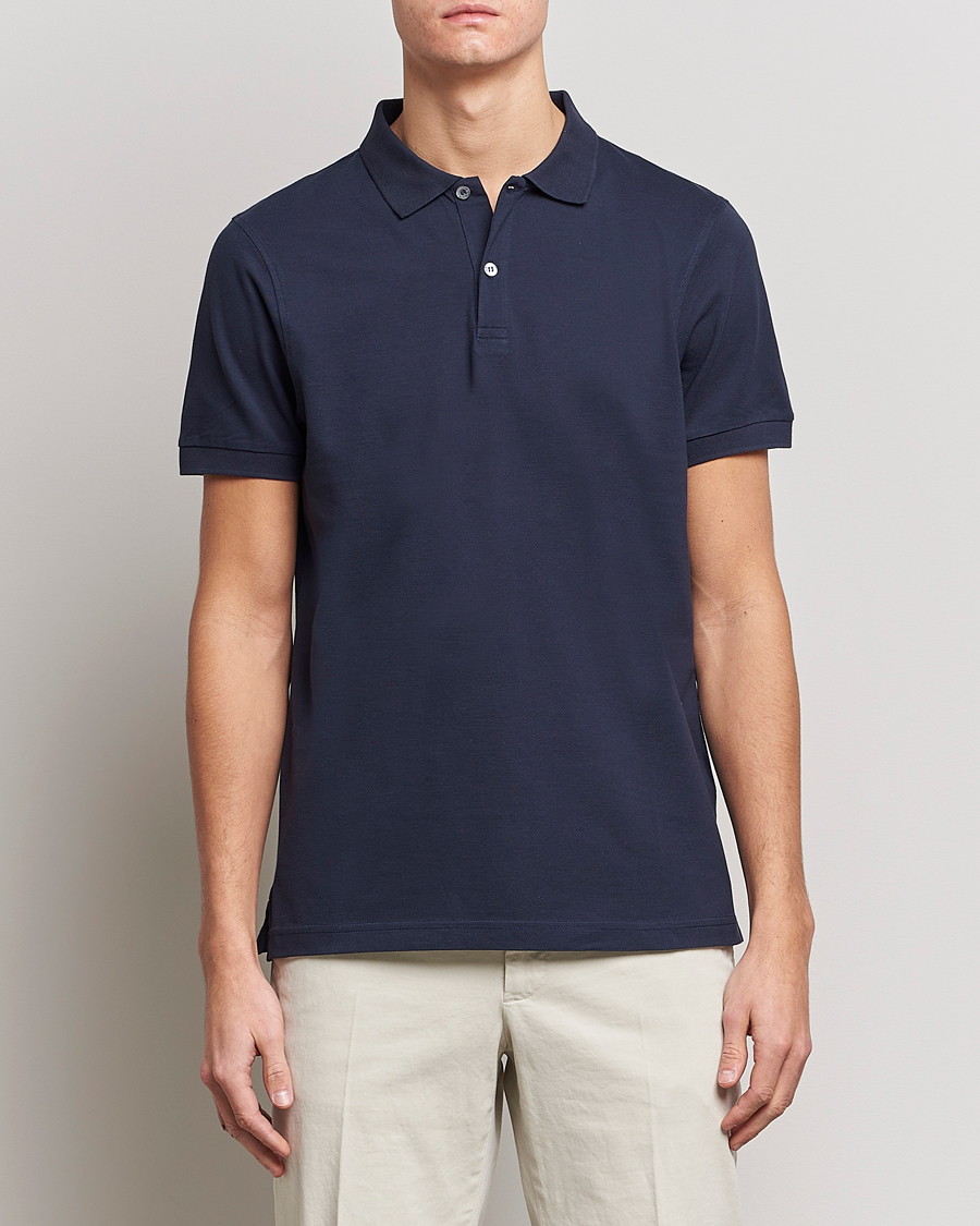 Herren | Kurzarm-Poloshirts | Sunspel | Short Sleeve Pique Polo Navy