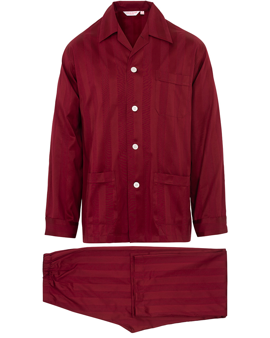Herren | Schlafanzüge & Bademäntel | Derek Rose | Cotton Satin Striped Pyjama Set Wine Red