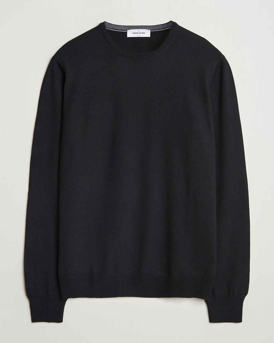 Herren | Pullover | Gran Sasso | Merino Fashion Fit Crew Neck Pullover Black