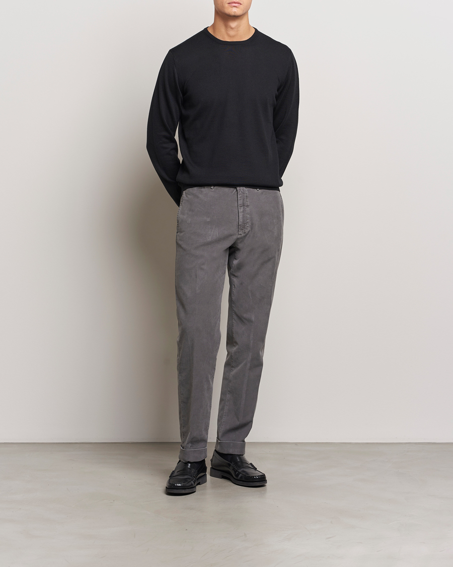 Herren | Pullover | Gran Sasso | Merino Fashion Fit Crew Neck Pullover Black