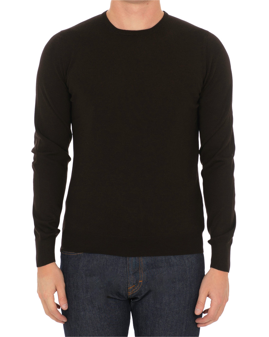 Herren | Pullover | Gran Sasso | Merino Fashion Fit Crew Neck Pullover Brown