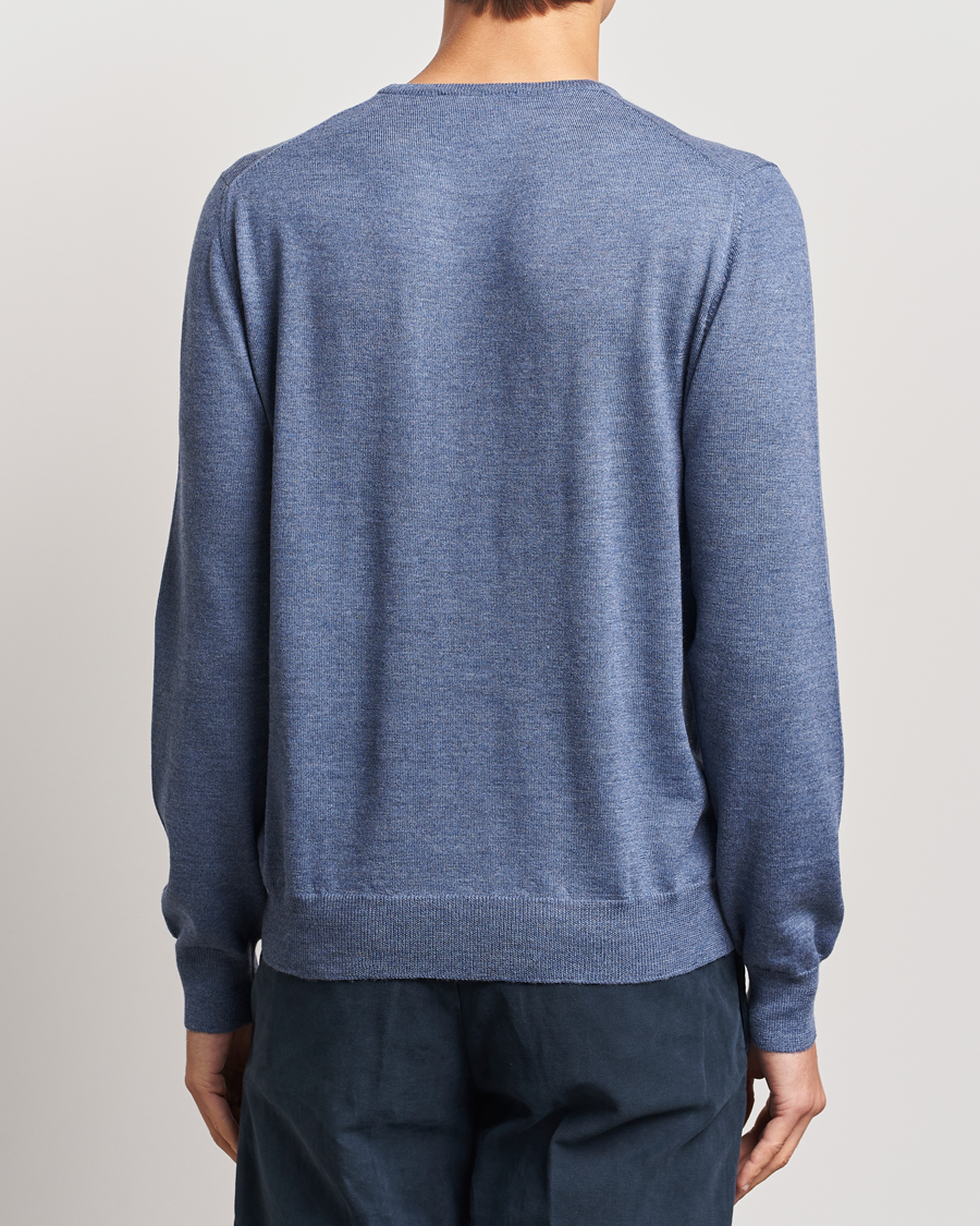 Herren | Pullover | Gran Sasso | Merino Fashion Fit Crew Neck Pullover Blue Melange