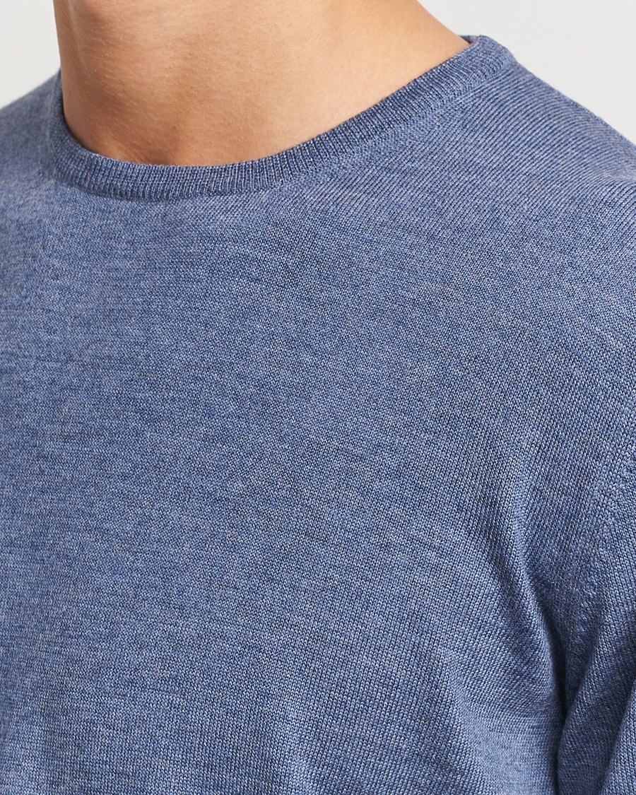 Herren | Pullover | Gran Sasso | Merino Fashion Fit Crew Neck Pullover Blue Melange