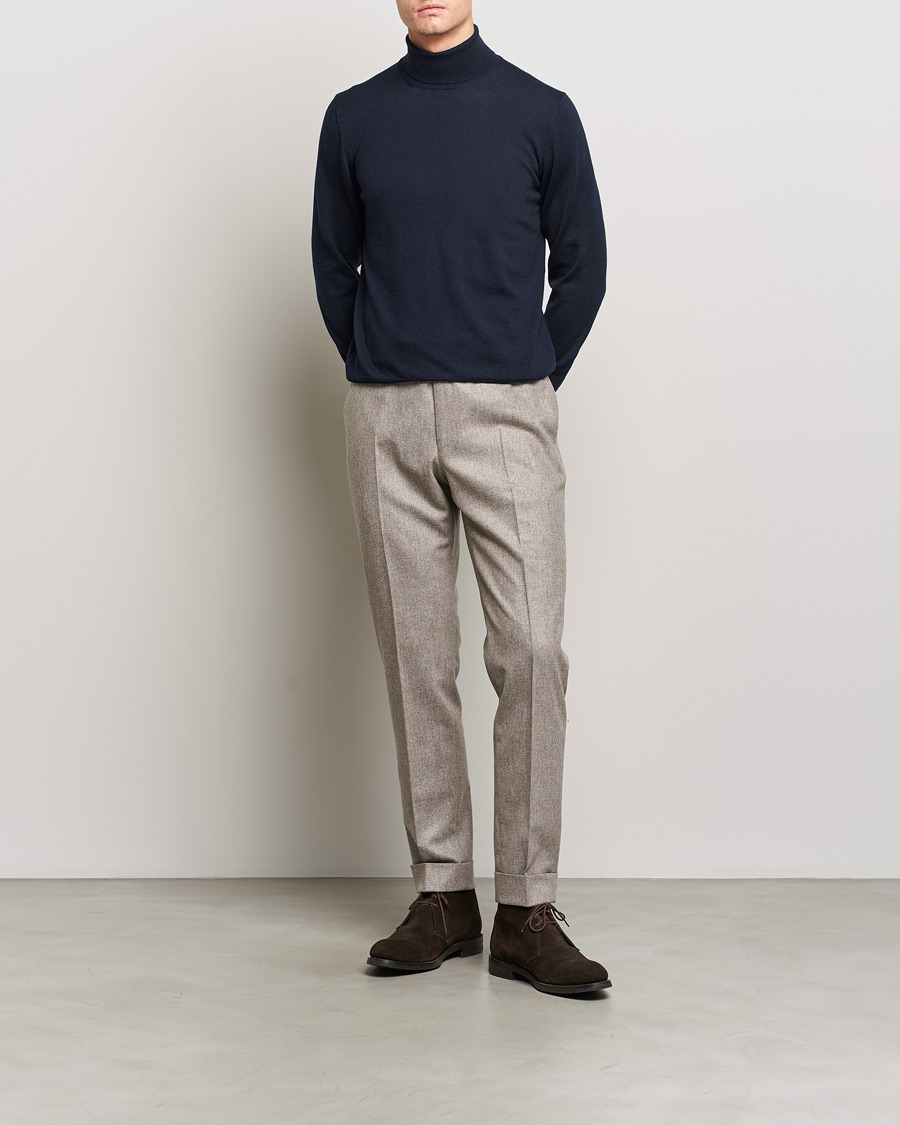 Herren | Pullover | Gran Sasso | Merino Fashion Fit Rollneck Navy