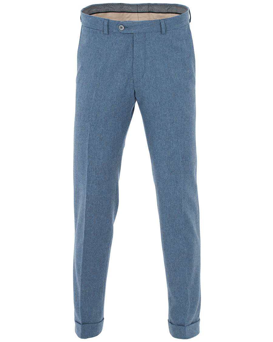 Herren | Hosen | Oscar Jacobson | Dean Turn Up Flannel Trousers Light Blue