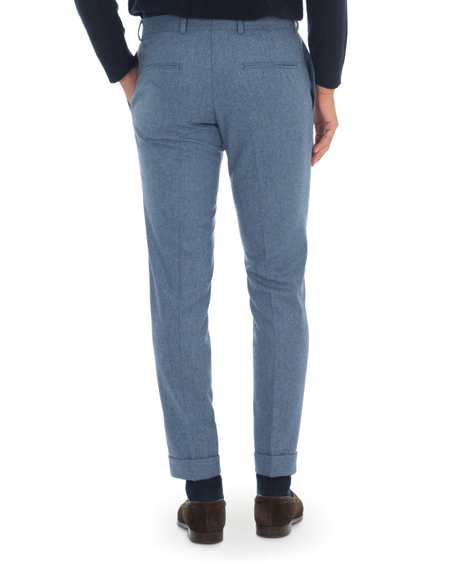 Herren | Hosen | Oscar Jacobson | Dean Turn Up Flannel Trousers Light Blue