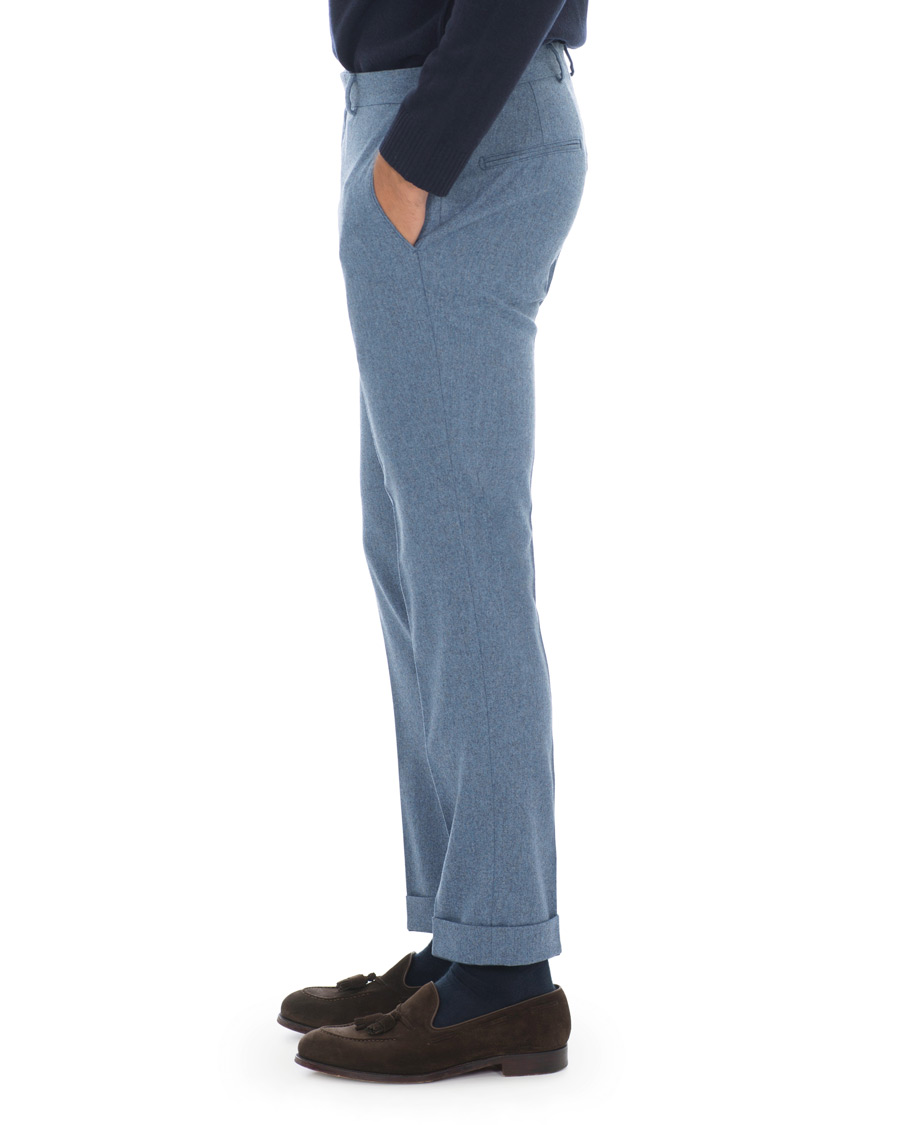 Herren | Hosen | Oscar Jacobson | Dean Turn Up Flannel Trousers Light Blue