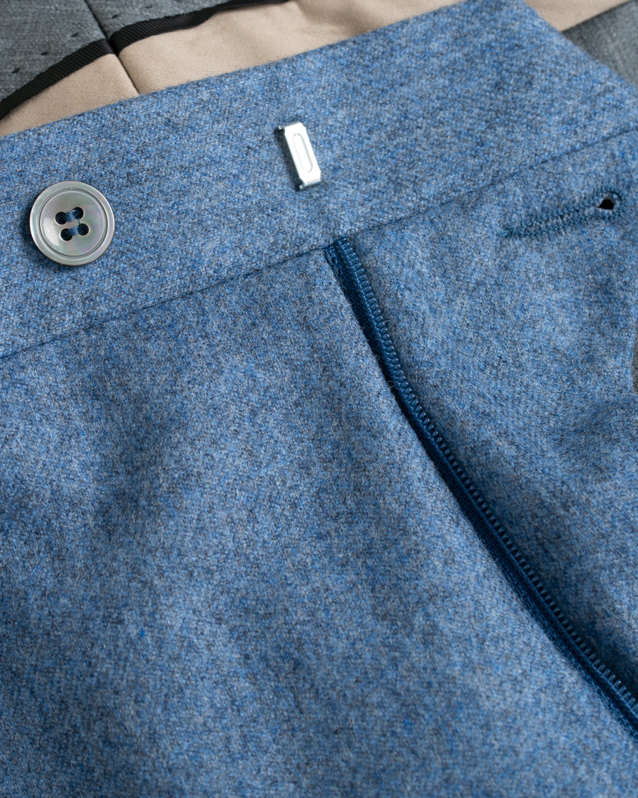 Herren | Hosen | Oscar Jacobson | Dean Turn Up Flannel Trousers Light Blue