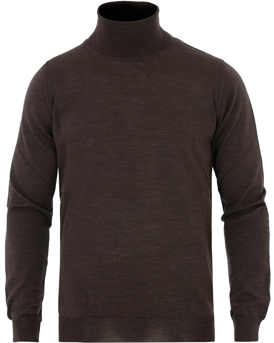 Herren | Pullover | Oscar Jacobson | Cole Extra Fine Merino Rollneck Brown