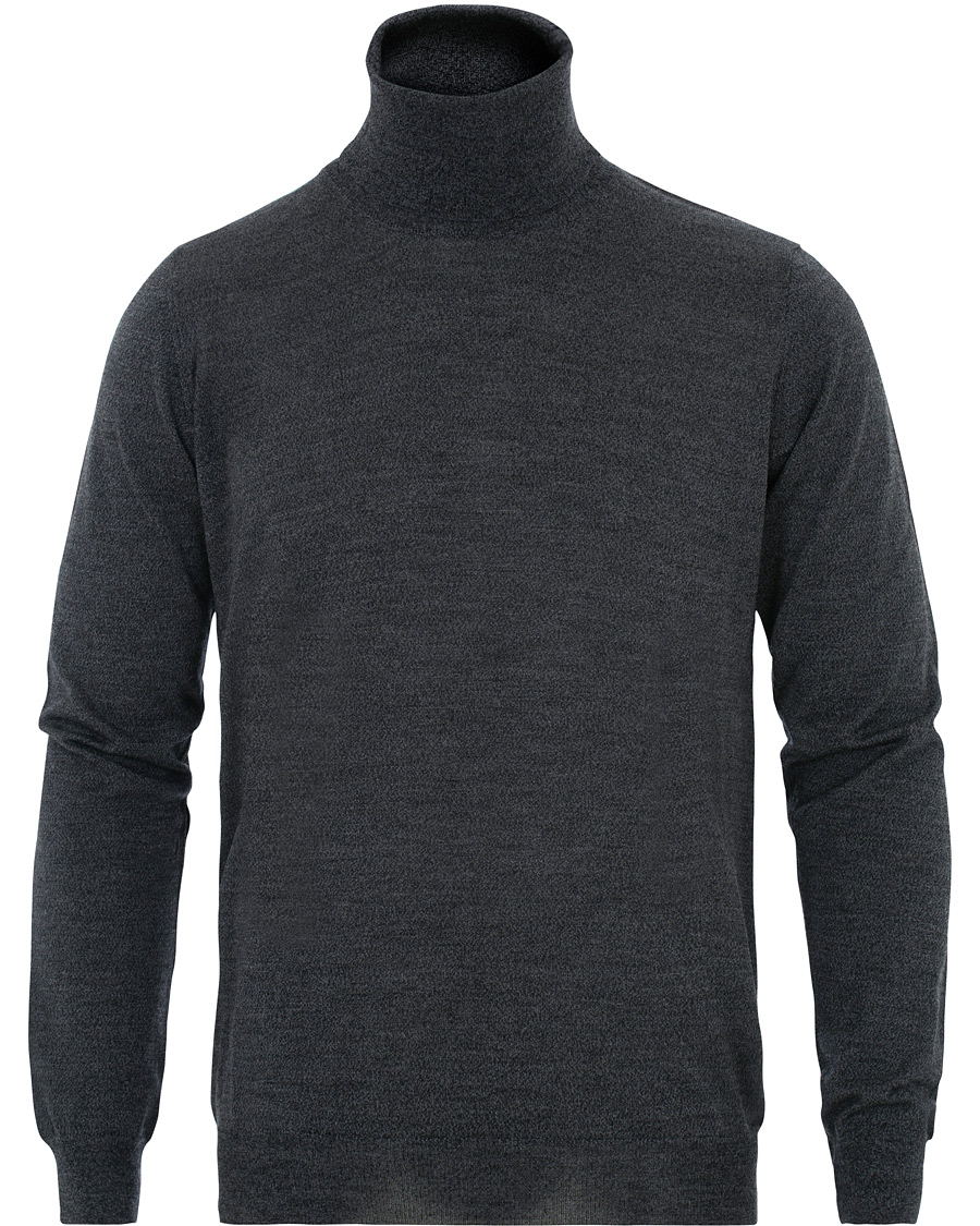 Herren | Pullover | Oscar Jacobson | Cole Extra Fine Merino Rollneck Dark Grey
