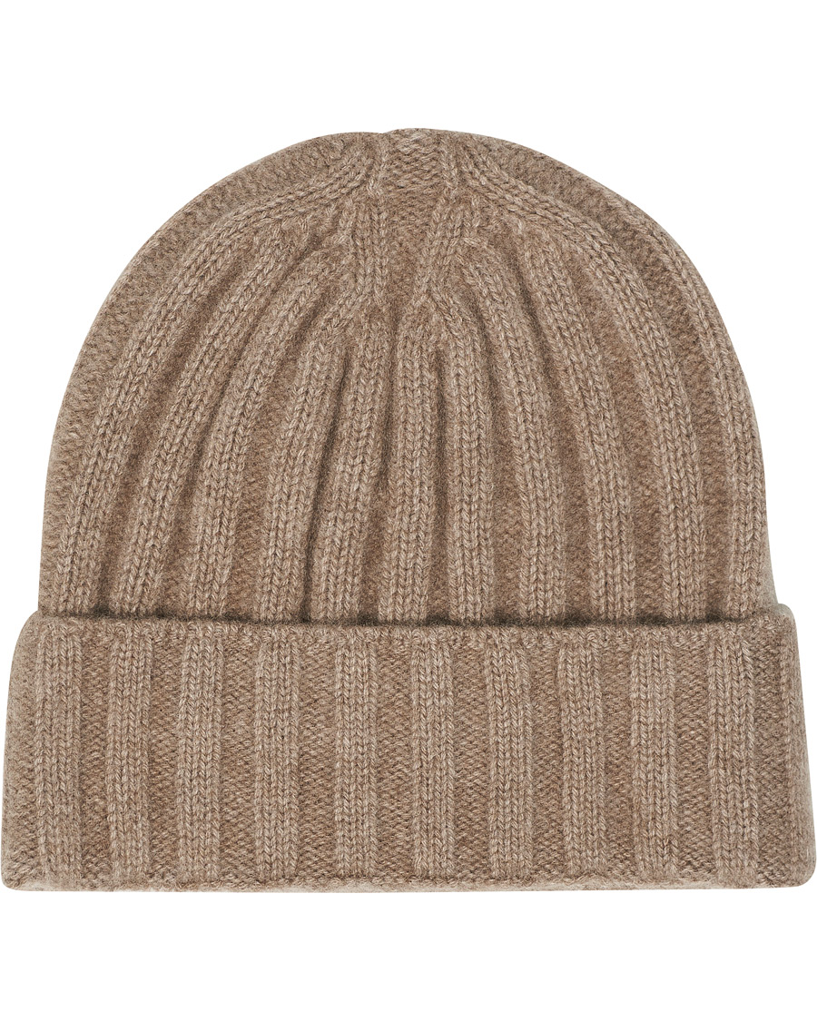 Herren | Oscar Jacobson Cashmere Ribbed Beanie Beige | Oscar Jacobson | Cashmere Ribbed Beanie Beige