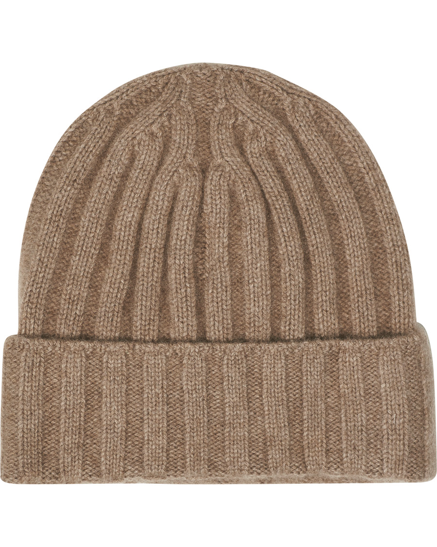 Herren | Oscar Jacobson Cashmere Ribbed Beanie Beige | Oscar Jacobson | Cashmere Ribbed Beanie Beige
