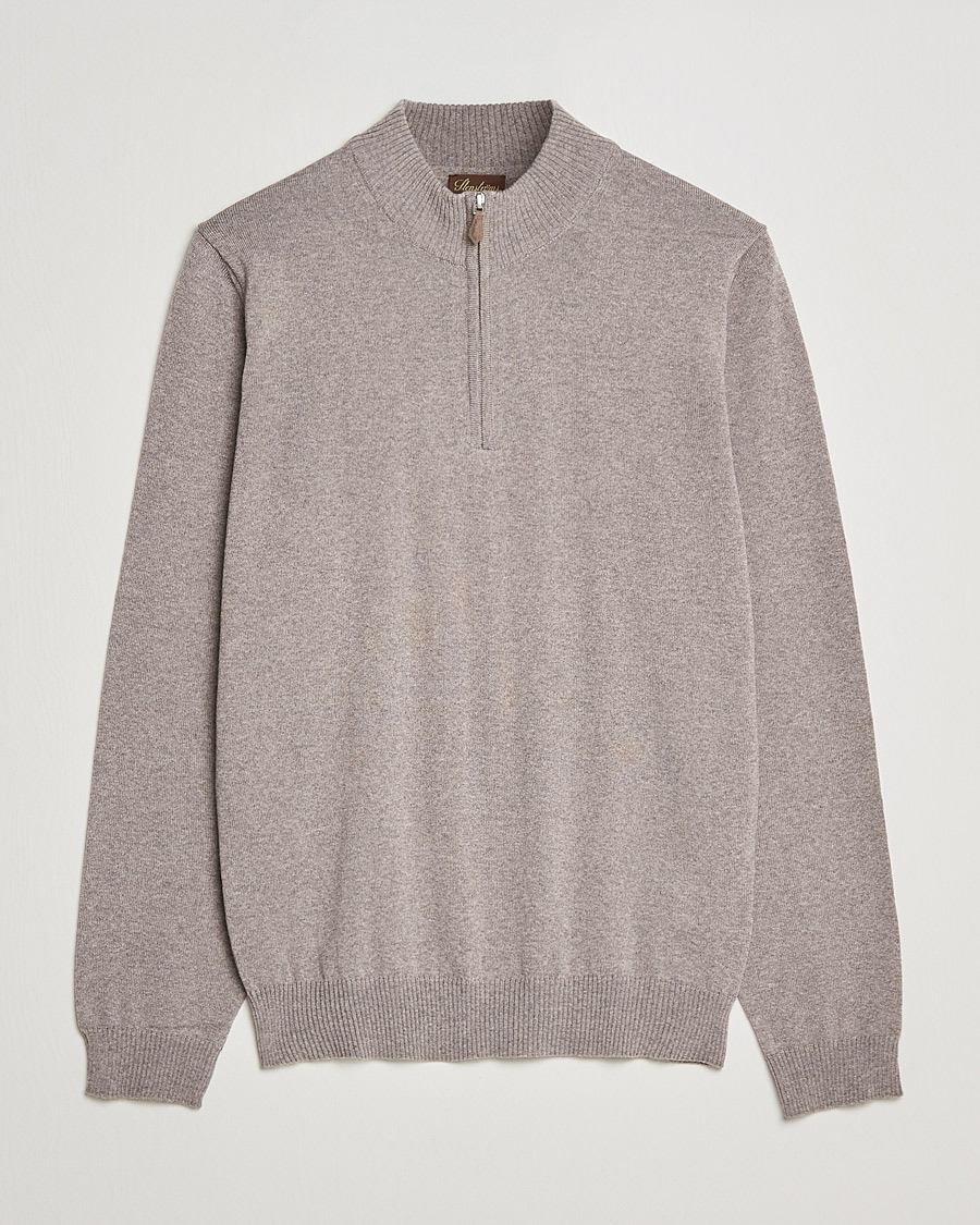 Herren | Pullover | Stenströms | Merino Half Zip Mud Brown